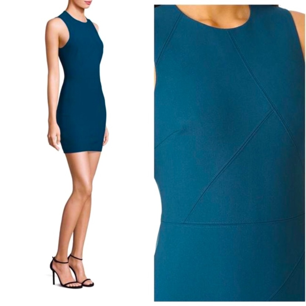 Cinq a Sept Teal Sleeveless Sheath Mini Dress - Picture 11 of 11